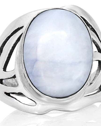 Moonlight 925 Sterling Silver Handmade Moonstone Ring – 20mm Wide, Sizes 6–15, Made in Thailand