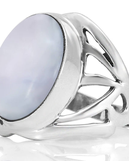 Moonlight 925 Sterling Silver Handmade Moonstone Ring – 20mm Wide, Sizes 6–15, Made in Thailand