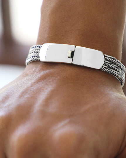 The Trinity 925 Sterling Silver Braided Bracelet – 9mm Wide, 27–44g, Unisex, Made in Thailand