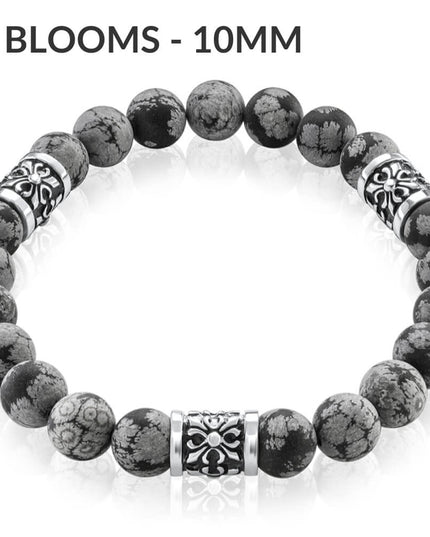 Snowflake Obsidian Bracelet – Natural Gemstone Beaded Bracelet in 925 Sterling Silver, Calming & Balance Jewelry for Men & Women