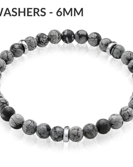 Snowflake Obsidian Bracelet – Natural Gemstone Beaded Bracelet in 925 Sterling Silver, Calming & Balance Jewelry for Men & Women