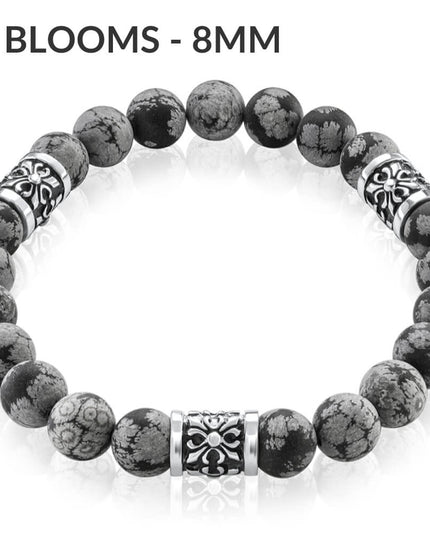 Snowflake Obsidian Bracelet – Natural Gemstone Beaded Bracelet in 925 Sterling Silver, Calming & Balance Jewelry for Men & Women