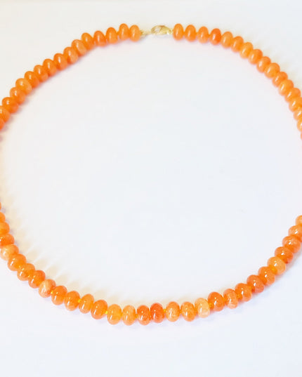 Orange Candy Necklace – Hand-Knotted Jade Beads with 14K Gold-Filled Clasp (18")