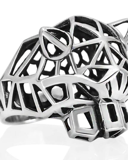 Silver Panther 925 Sterling Silver Abstract Panther Ring – Sizes 8–14, Made in Thailand