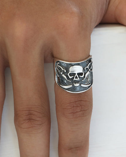 Pirate Ring – Solid 925 Sterling Silver Skull Symbol Jewelry