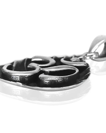 Om on Leaf 925 Sterling Silver Pendant – 42x34mm, 18g, Made in Thailand