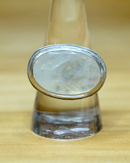 Rainbow Moonstone Ring – Large Oval 23x15mm Stone in Sterling Silver, Size 9