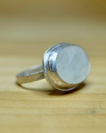 Rainbow Moonstone Ring – Large Oval 23x15mm Stone in Sterling Silver, Size 9