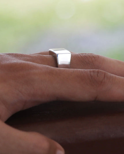 Silver Piazza Italian 925 Sterling Silver Rectangle Ring – 9.6x17.5mm, Sizes 7–13, Made in Italy