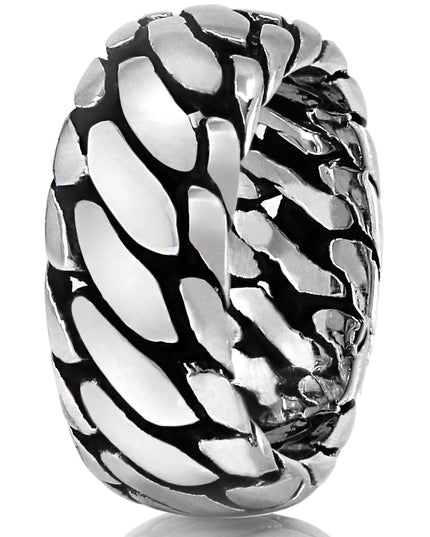 Silver Tire 925 Sterling Silver Ring – 9mm Wide Band, Sizes 7–14, Made in Thailand