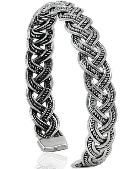 Silver Plait Cuff Bracelet – Solid 925 Sterling Silver Unisex Design