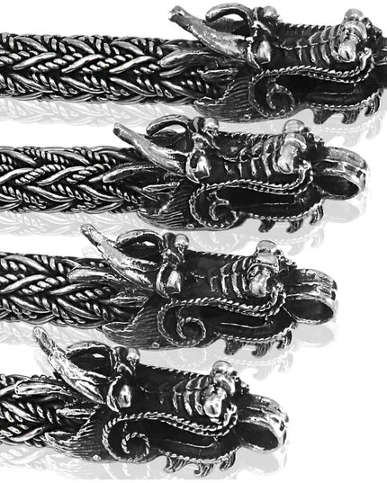 Silver Dragons 925 Sterling Silver Bracelet – 6.5mm Thick, Sizes 7–10, Made in Thailand