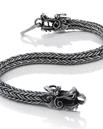 Silver Dragons 925 Sterling Silver Bracelet – 6.5mm Thick, Sizes 7–10, Made in Thailand