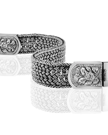 Silver Flora Bracelet – Unique 925 Sterling Silver Wide Design