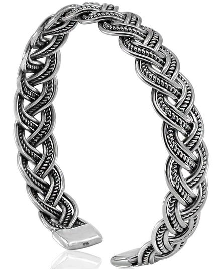 Silver Plait Cuff Bracelet – Solid 925 Sterling Silver Unisex Design