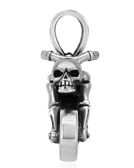 Motorcycle Skull 925 Sterling Silver Pendant – 37mm x 21mm, 19g, Made in Thailand