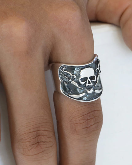 Pirate Ring – Solid 925 Sterling Silver Skull Symbol Jewelry