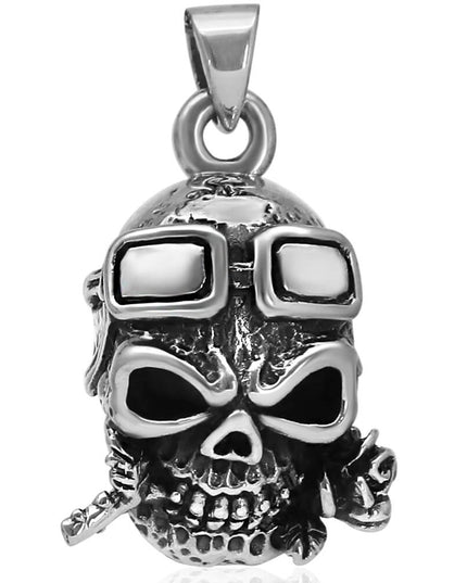 Skull Rose 925 Sterling Silver Pendant – 31mm x 22mm, 14g, Made in Thailand