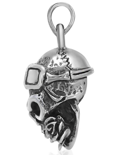 Skull Rose 925 Sterling Silver Pendant – 31mm x 22mm, 14g, Made in Thailand