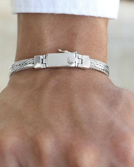 Small & Big 925 Sterling Silver Men’s Bracelet – 6.3mm & 8mm Options, Double-Lock, Sizes 7–10.5, Made in Thailand