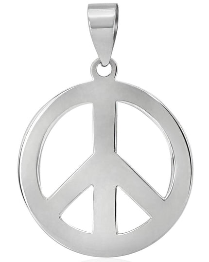 Small or Big Peace 925 Sterling Silver Pendant – Plain Peace Design, Sizes 22mm & 29mm, Made in Thailand