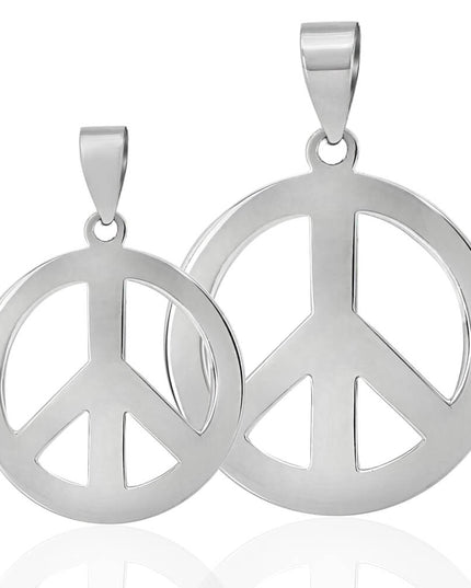 Small or Big Peace 925 Sterling Silver Pendant – Plain Peace Design, Sizes 22mm & 29mm, Made in Thailand
