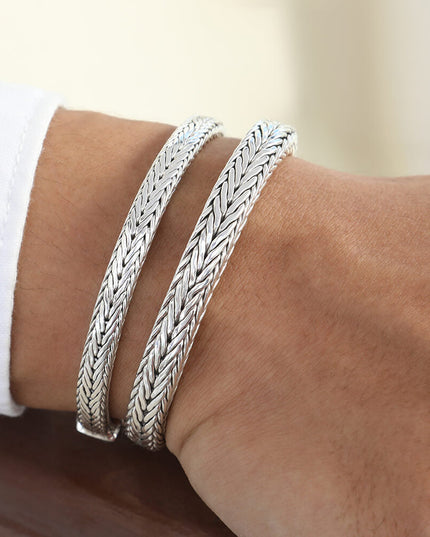 Small & Big 925 Sterling Silver Men’s Bracelet – 6.3mm & 8mm Options, Double-Lock, Sizes 7–10.5, Made in Thailand