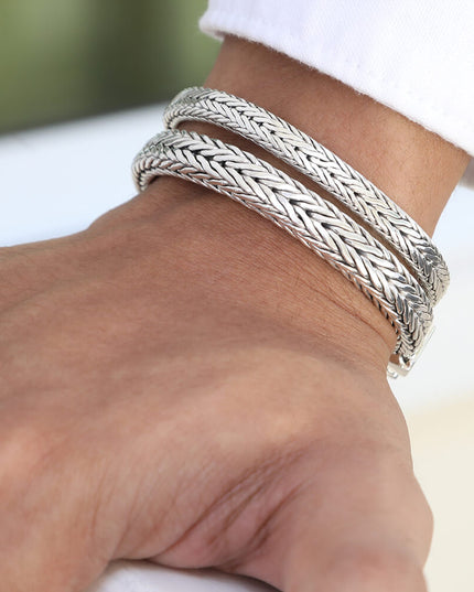 Small & Big 925 Sterling Silver Men’s Bracelet – 6.3mm & 8mm Options, Double-Lock, Sizes 7–10.5, Made in Thailand