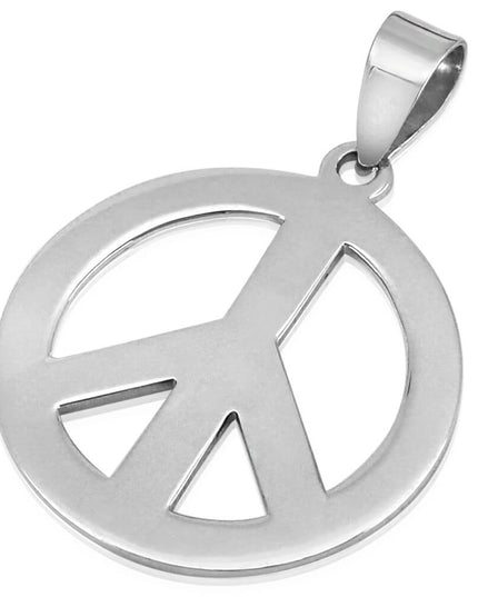 Small or Big Peace 925 Sterling Silver Pendant – Plain Peace Design, Sizes 22mm & 29mm, Made in Thailand