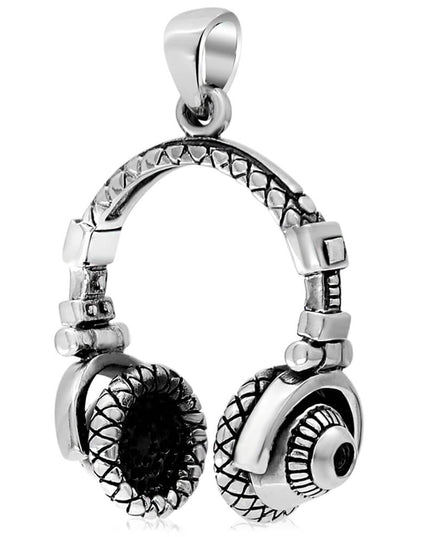 Music Life Headphones Pendant – Solid 925 Sterling Silver Necklace