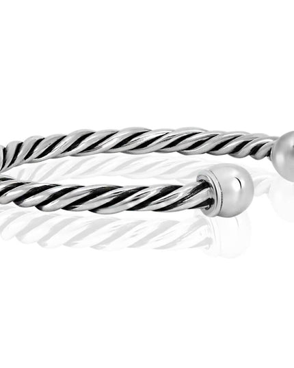 Winding Bangle – 925 Sterling Silver Cuff Bracelet, Unisex, Adjustable M–XL, 5–10” Wrist, High-Quality Gift Included