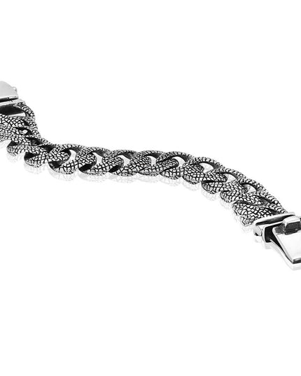 Lizard Skin 925 Sterling Silver Bracelet & Necklace – 17.5mm Wide, Double-Lock, Made in Thailand (Bracelet 7–10.5" / Necklace 18–28")