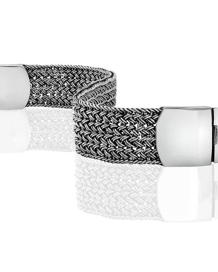 Wide Silver Net Bracelet – Solid 925 Sterling Silver Handmade Cuff