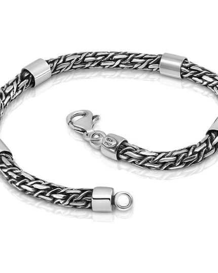 Roman Column Italian 925 Sterling Silver Bracelet – 4.5mm Thick, Lobster Clasp, Sizes 7–10, Made in Italy
