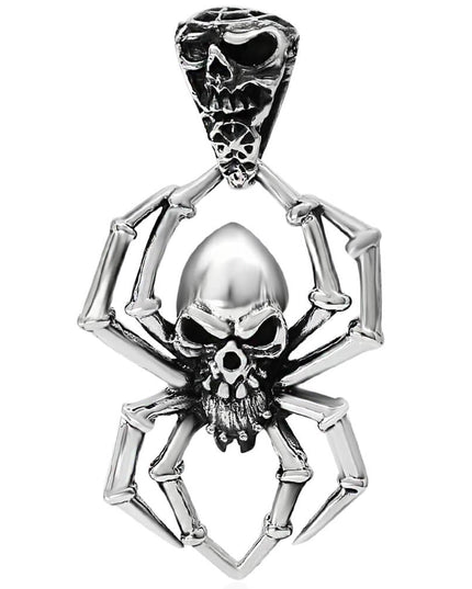 Spider Skull Pendant – Solid 925 Sterling Silver Gothic Jewelry