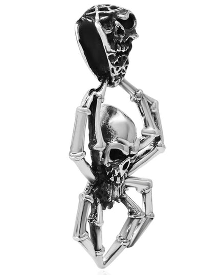 Spider Skull Pendant – Solid 925 Sterling Silver Gothic Jewelry