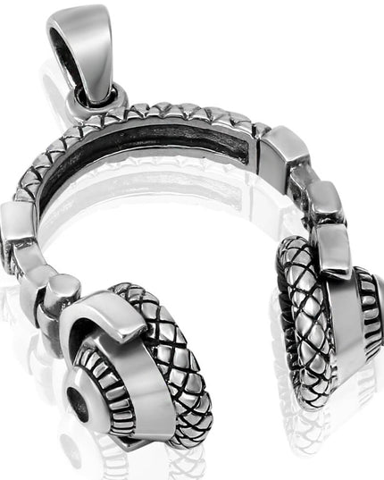 Music Life Headphones Pendant – Solid 925 Sterling Silver Necklace