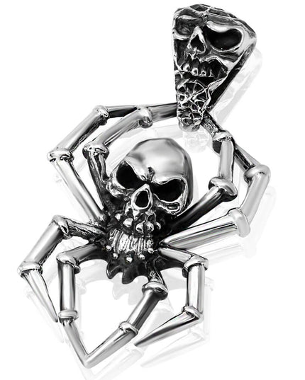 Spider Skull Pendant – Solid 925 Sterling Silver Gothic Jewelry