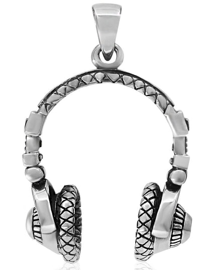 Music Life Headphones Pendant – Solid 925 Sterling Silver Necklace
