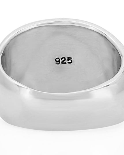 Heavy O Signet Ring – Solid 925 Sterling Silver Men’s Oval Ring, 16.5mm Wide