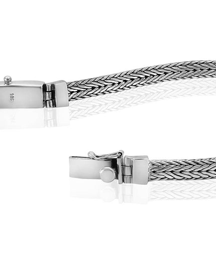 Small & Big 925 Sterling Silver Men’s Bracelet – 6.3mm & 8mm Options, Double-Lock, Sizes 7–10.5, Made in Thailand