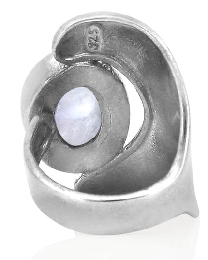 Moon Silver 925 Sterling Silver Women’s Ring with Moonstone – 25mm Length, Free Size