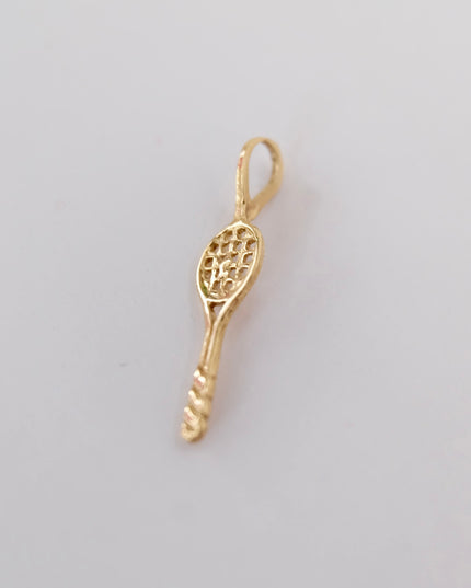 14K Gold Tennis Racket Charm – Vintage Sports Jewelry Pendant for Bracelets & Necklaces