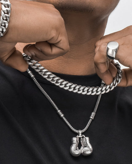 Sterling Silver Boxing Gloves Pendant – Solid 925, One Glove or Two Gloves