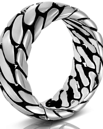 Silver Tire 925 Sterling Silver Ring – 9mm Wide Band, Sizes 7–14, Made in Thailand