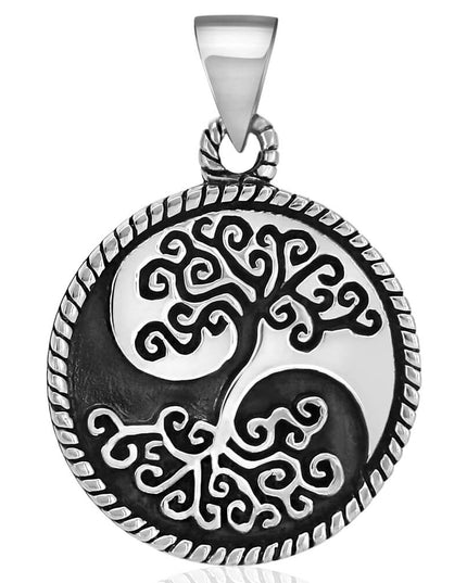 Tree of Life 925 Sterling Silver Pendant – 28mm Round, 11.5g, Made in Thailand