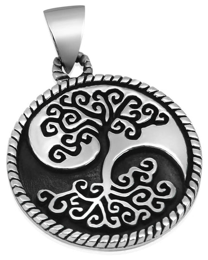 Tree of Life 925 Sterling Silver Pendant – 28mm Round, 11.5g, Made in Thailand