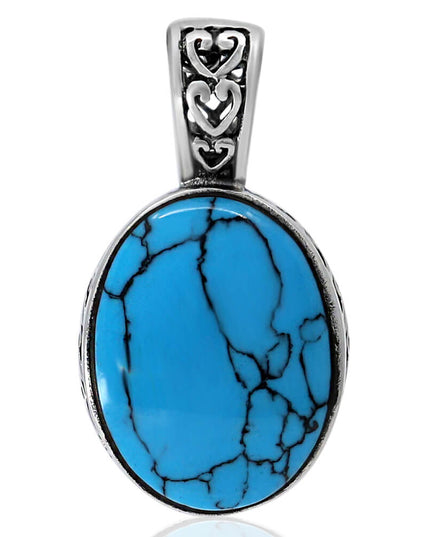 Turquoise or Onyx Pendant – Solid 925 Sterling Silver Genuine Gemstone Necklace