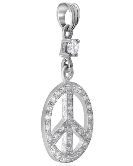 Crystal Peace 925 Sterling Silver Pendant with White Cubic Zirconia – 25mm Round, 7g, Made in Thailand