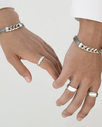Napoli Vibes Bracelet – 925 Sterling Silver Italian Chain with Braided Links, Unisex